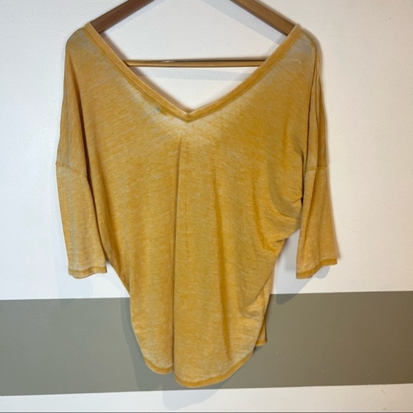 2/$25 Express Mustard Yellow Burnout Western Hippie Boho Bohemian Slouchy Shirt - Picture 7 of 15